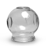Round shape glass cup for fire cupping techniques. The inside opening diameter is 5cm. The overall diameter is 6cm.