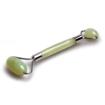 Jade roller with two smooth ends. Large rolling end 5.5cmx2cm,small rolling end 2.5cm x 2cm, small enough to gently massage the eye area. Use regularly to massage face for fresh appearance.