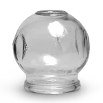 Round shape glass cup for fire cupping techniques. Inside opening diameter is 5.7cm. The overall diameter is 6.2cm