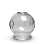 Round shape glass cup for fire cupping techniques. The inside opening diameter is 3.5cm. The overall diameter is 4.5cm.
